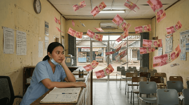 Dokter menggunakan sistem rekam medis elektronik di klinik